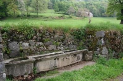 Abreuvoir en ciment avec bac lavoir.