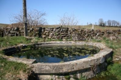Lavoir en pierre de forme cylindrique.